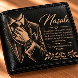 Portofel Personalizat pentru Nașul de Cununie – Cu Respect și Recunoștință
