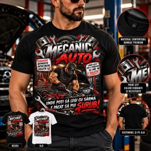 Tricou Mecanic Auto – Unde Poți Lega cu Sârmă, E Păcat să Pui Șurub! – Model 01