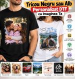 Tricou Negru Alb - Personalizat DTF cu Imaginea Ta